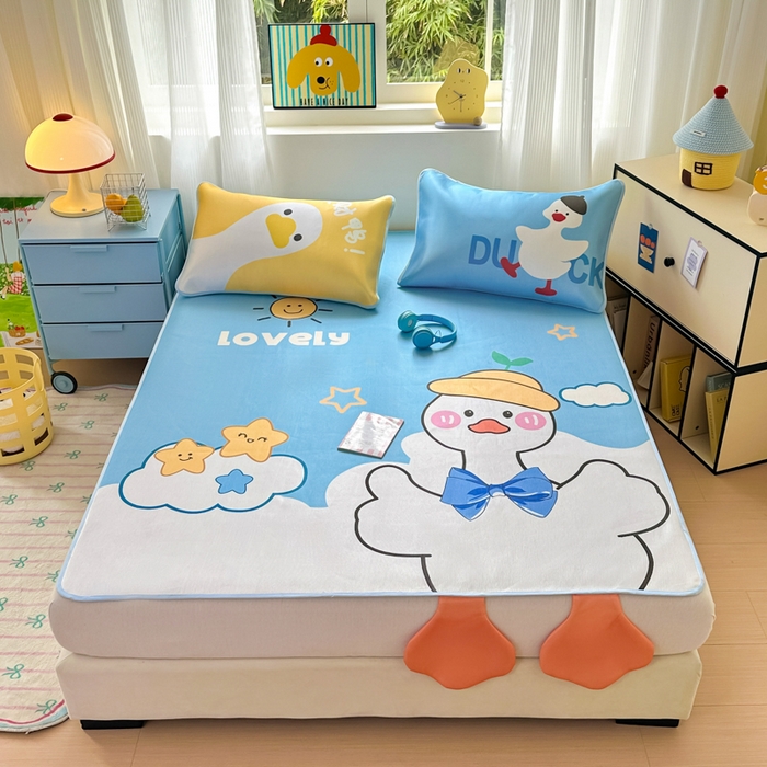 一霖家纺 2025新款大版300D冰藤席席子凉席三件套 嗨皮鸭