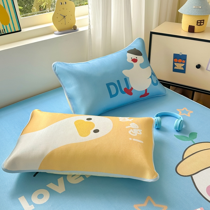 91家纺网 家纺一手货源 找家纺 一霖家纺 2025新款大版300D冰藤席席子凉席三件套 嗨皮鸭