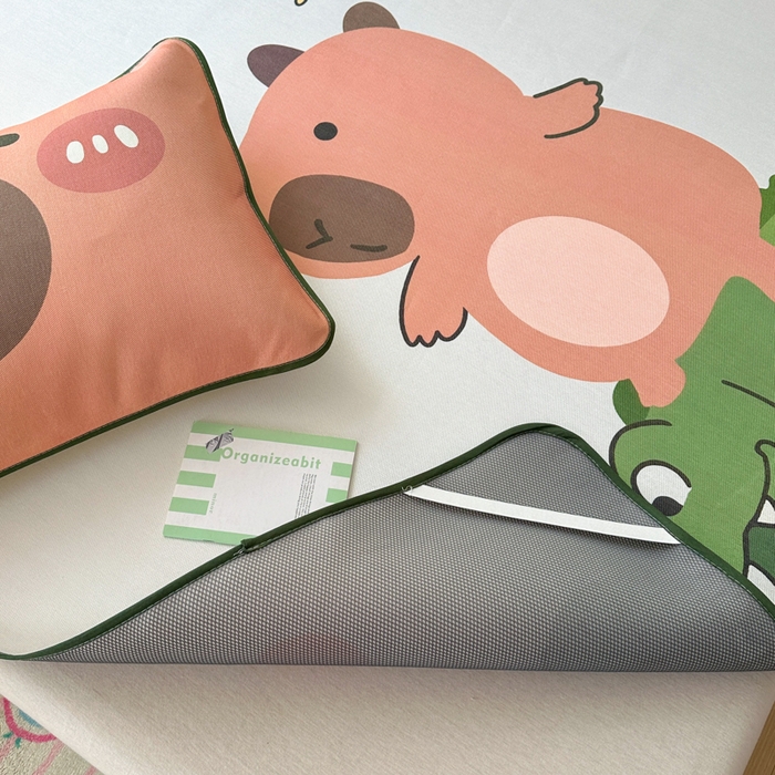 91家纺网 家纺一手货源 找家纺 一霖家纺 2025新款大版300D冰藤席席子凉席三件套 好奇巴拉