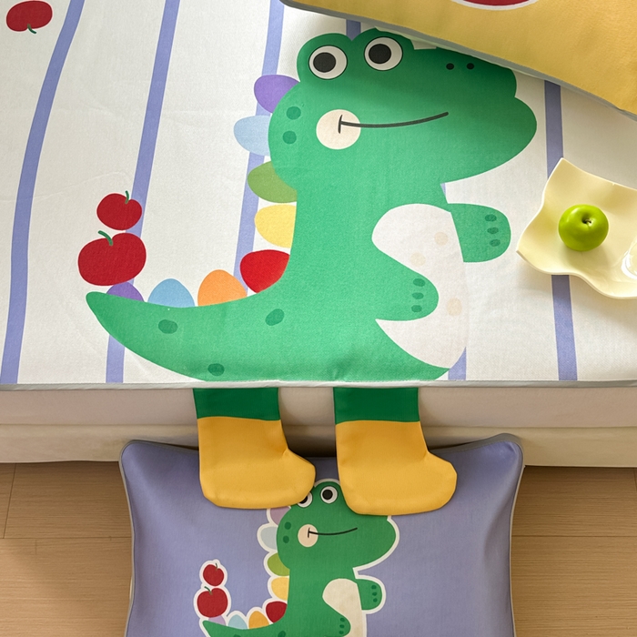 91家纺网 家纺一手货源 找家纺 一霖家纺 2025新款大版300D冰藤席席子凉席三件套 快乐小龙