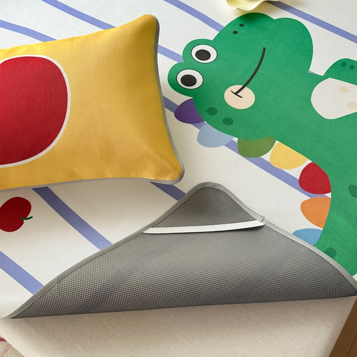 91家纺网 家纺一手货源 找家纺 一霖家纺 2025新款大版300D冰藤席席子凉席三件套 快乐小龙