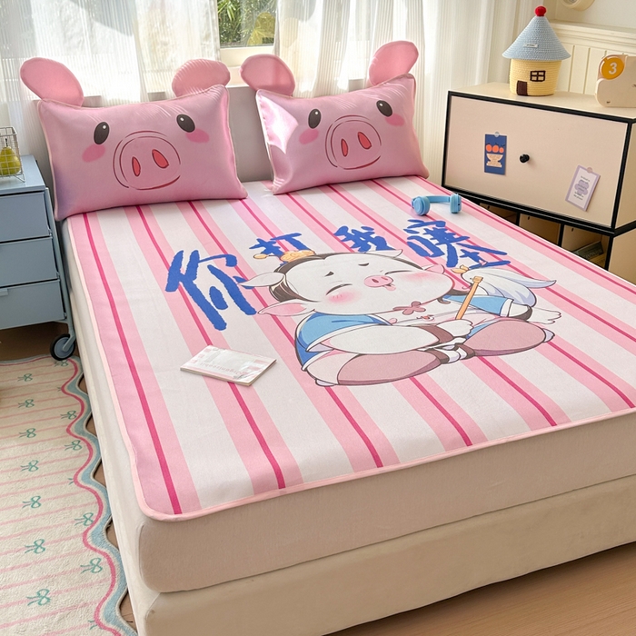 91家纺网 家纺一手货源 找家纺 一霖家纺 2025新款大版300D冰藤席席子凉席三件套 你打我噻