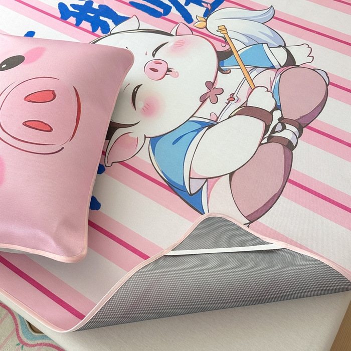 91家纺网 家纺一手货源 找家纺 一霖家纺 2025新款大版300D冰藤席席子凉席三件套 你打我噻