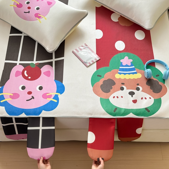 91家纺网 家纺一手货源 找家纺 一霖家纺 2025新款大版300D冰藤席席子凉席三件套 趣味朋友