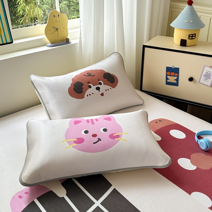 91家纺网 家纺一手货源 找家纺 一霖家纺 2025新款大版300D冰藤席席子凉席三件套 趣味朋友