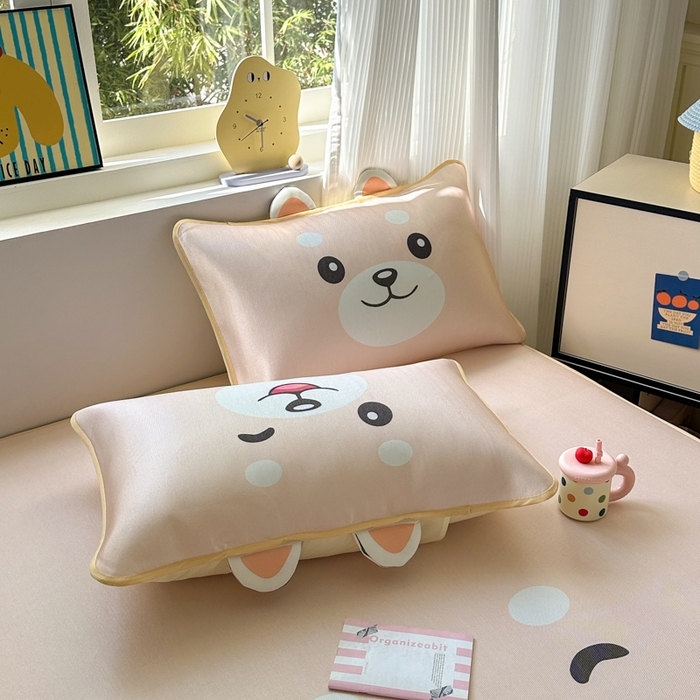 91家纺网 家纺一手货源 找家纺 一霖家纺 2025新款大版300D冰藤席席子凉席三件套 小浣熊