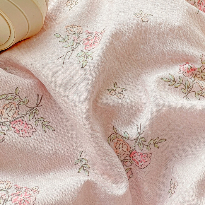 91家纺网 家纺一手货源 找家纺 金梦拉家纺 2025新款提花纱布皱皱纱四件套（全棉镂空花边款） 镂空花边-花颜