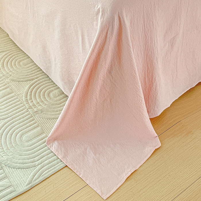 91家纺网 家纺一手货源 找家纺 金梦拉家纺 2025新款提花纱布皱皱纱四件套（全棉镂空花边款） 镂空花边-惠心