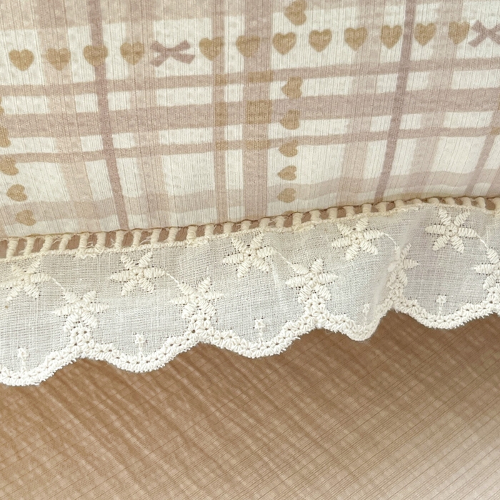 91家纺网 家纺一手货源 找家纺 金梦拉家纺 2025新款提花纱布皱皱纱四件套（全棉镂空花边款） 镂空花边-咖调蝴蝶结