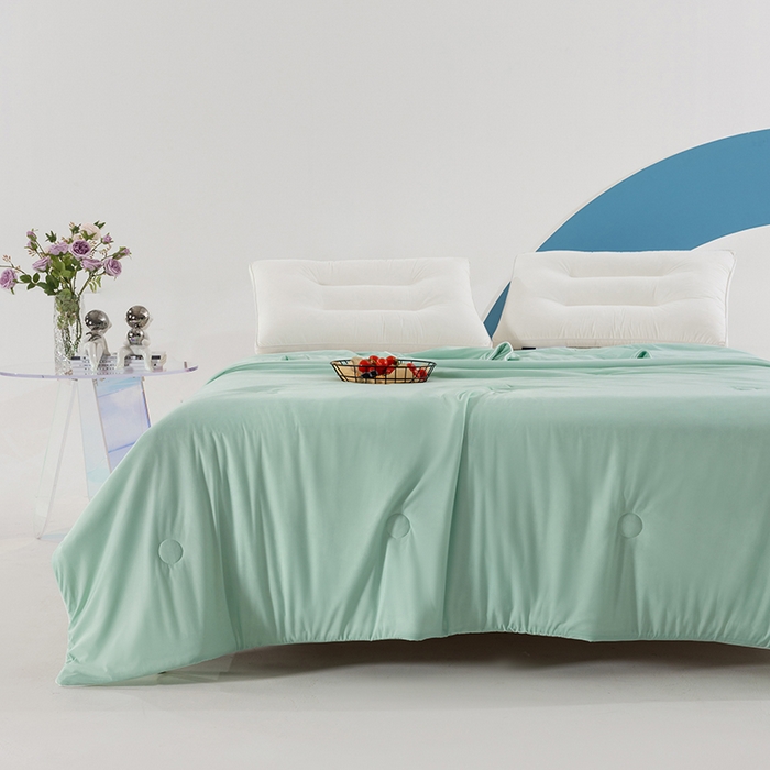 91家纺网 家纺一手货源 找家纺 世爵2025新款氨纶纯色凉感丝夏被被子被芯变凉空调被 薄荷绿