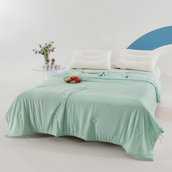 91家纺网 家纺一手货源 找家纺 世爵2025新款氨纶纯色凉感丝夏被被子被芯变凉空调被 薄荷绿