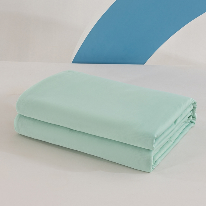 91家纺网 家纺一手货源 找家纺 世爵2025新款氨纶纯色凉感丝夏被被子被芯变凉空调被 薄荷绿拼灰