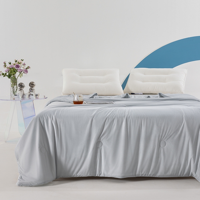 91家纺网 家纺一手货源 找家纺 世爵2025新款氨纶纯色凉感丝夏被被子被芯变凉空调被 高级灰