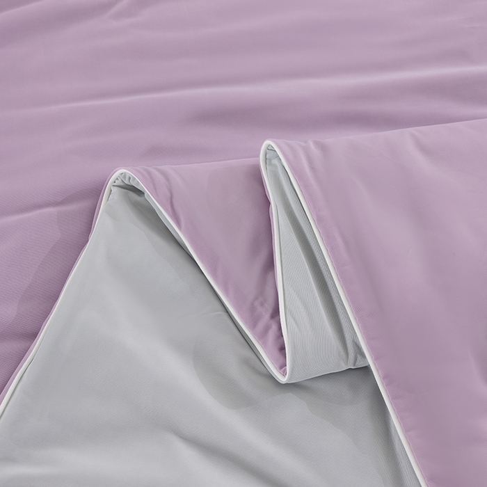 91家纺网 家纺一手货源 找家纺 世爵2025新款氨纶纯色凉感丝夏被被子被芯变凉空调被 梦幻紫拼灰