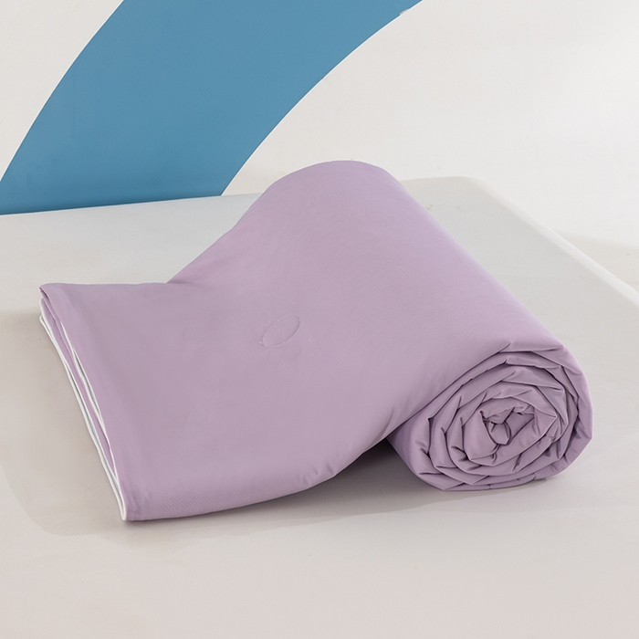 91家纺网 家纺一手货源 找家纺 世爵2025新款氨纶纯色凉感丝夏被被子被芯变凉空调被 梦幻紫拼灰