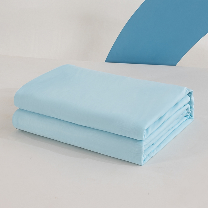 91家纺网 家纺一手货源 找家纺 世爵2025新款氨纶纯色凉感丝夏被被子被芯变凉空调被 天空蓝拼灰