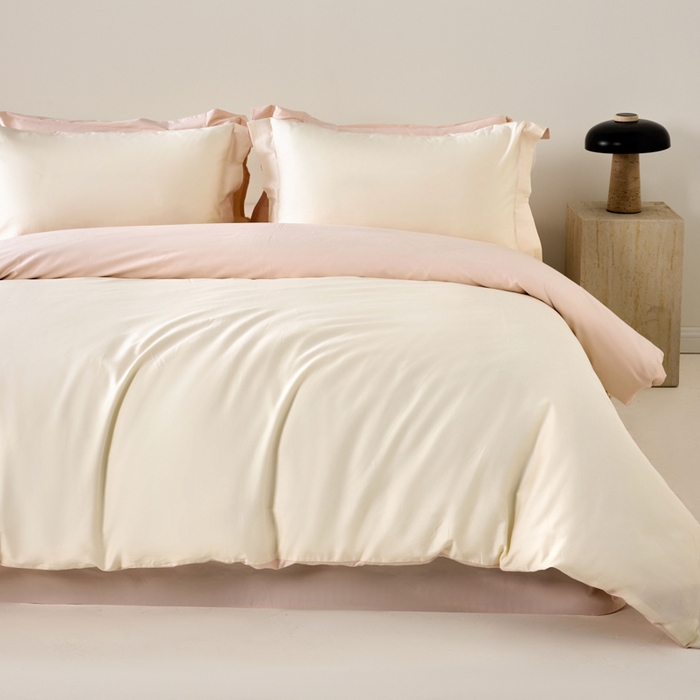 91家纺网 家纺一手货源 找家纺 （总）丞音家纺 2025新款A类纯色高档礼盒包装双股高支蜜贡缎100s长绒棉四件套纯棉被套床单