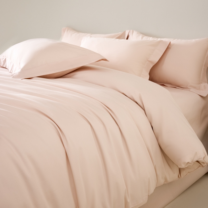 丞音家纺 2025新款A类纯色高档礼盒包装双股高支蜜贡缎100s长绒棉四件套纯棉被套床单 洛克-桃花粉