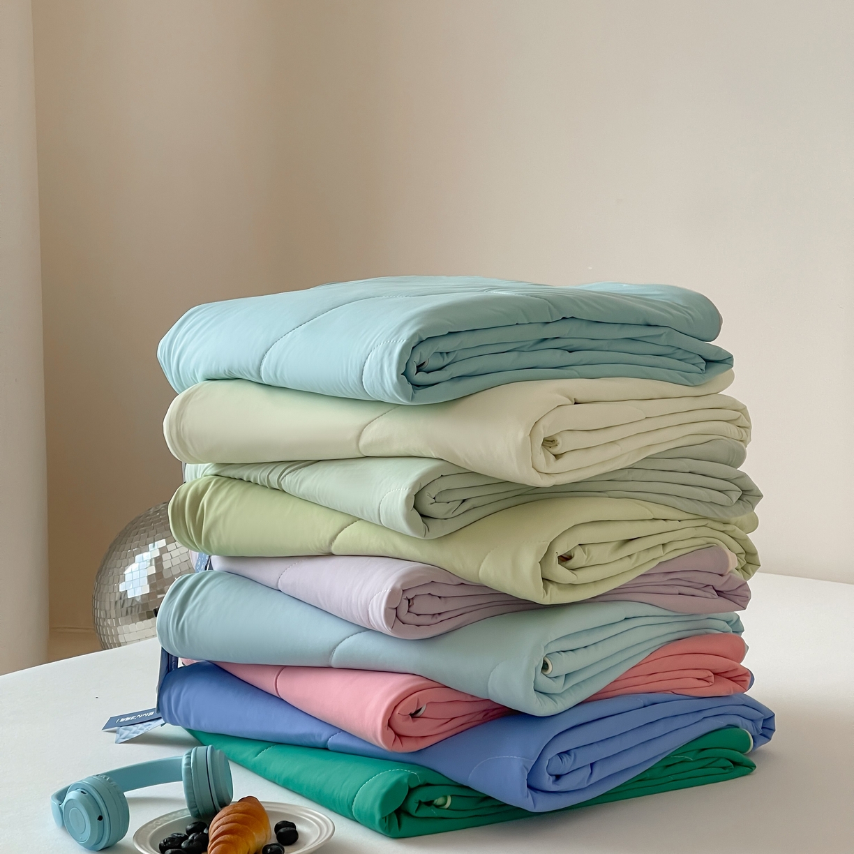 91家纺网 家纺一手货源 找家纺 （总）觅糖家纺 2025春夏新款亲肤纯色雪糕夏被夏凉被空调被