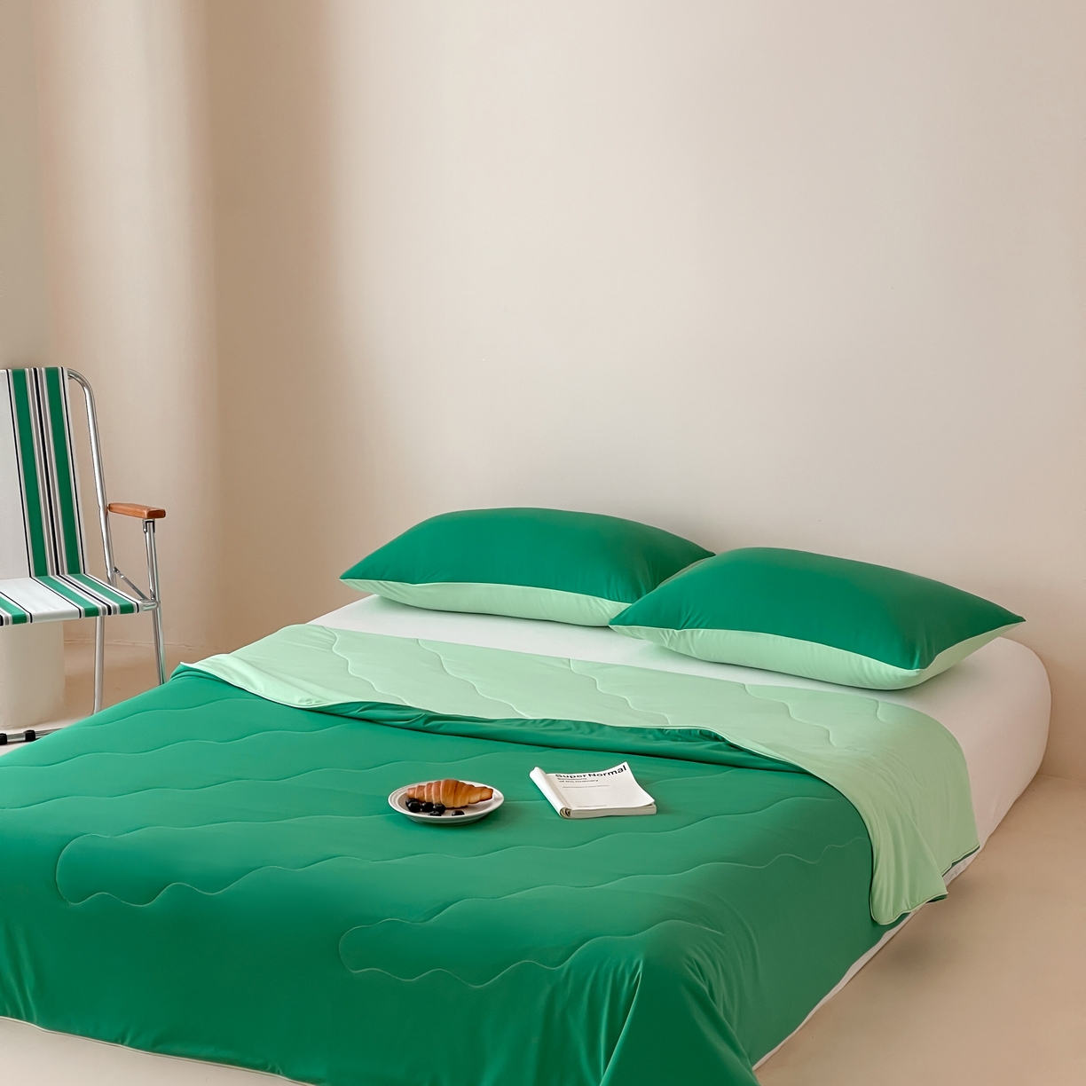 91家纺网 家纺一手货源 找家纺 觅糖家纺 2025春夏新款亲肤纯色雪糕夏被夏凉被空调被 薄荷绿