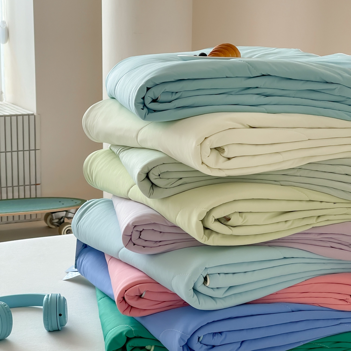 91家纺网 家纺一手货源 找家纺 （总）觅糖家纺 2025春夏新款亲肤纯色雪糕夏被夏凉被空调被