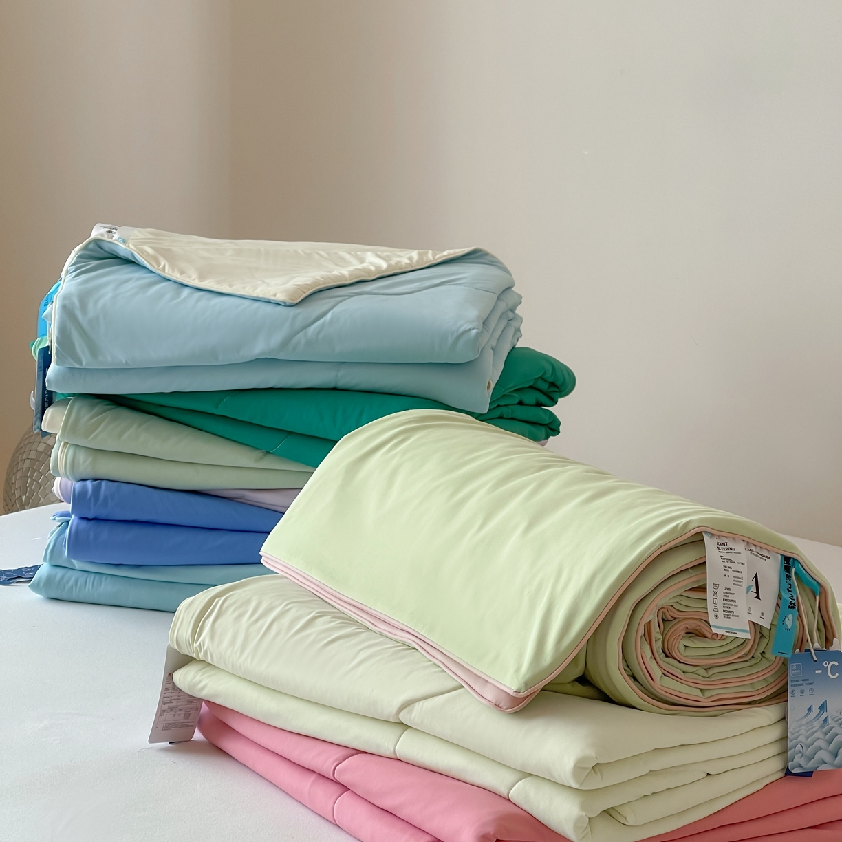 91家纺网 家纺一手货源 找家纺 觅糖家纺 2025春夏新款亲肤纯色雪糕夏被夏凉被空调被 组合图仅供展示