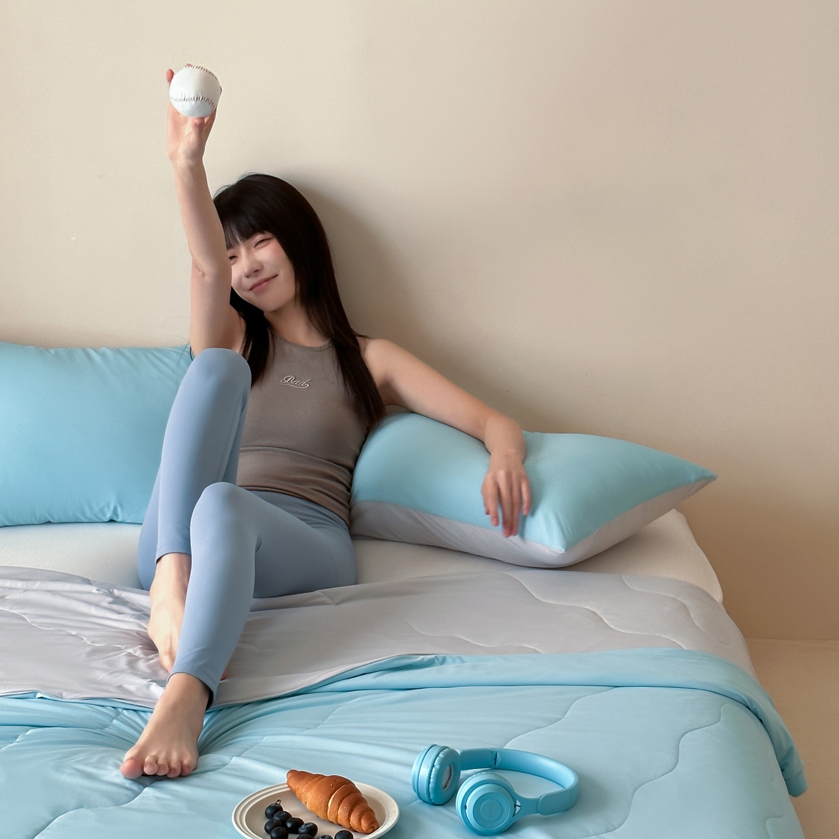 91家纺网 家纺一手货源 找家纺 觅糖家纺 2025春夏新款亲肤纯色雪糕夏被夏凉被空调被 冰川蓝