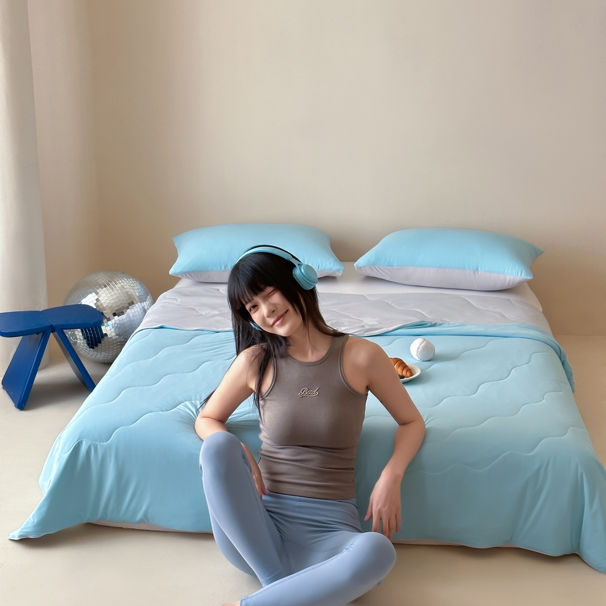 91家纺网 家纺一手货源 找家纺 觅糖家纺 2025春夏新款亲肤纯色雪糕夏被夏凉被空调被 冰川蓝