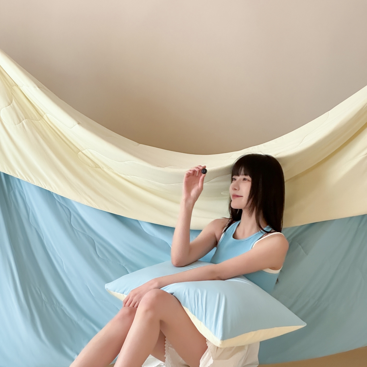 91家纺网 家纺一手货源 找家纺 觅糖家纺 2025春夏新款亲肤纯色雪糕夏被夏凉被空调被 奶油蓝