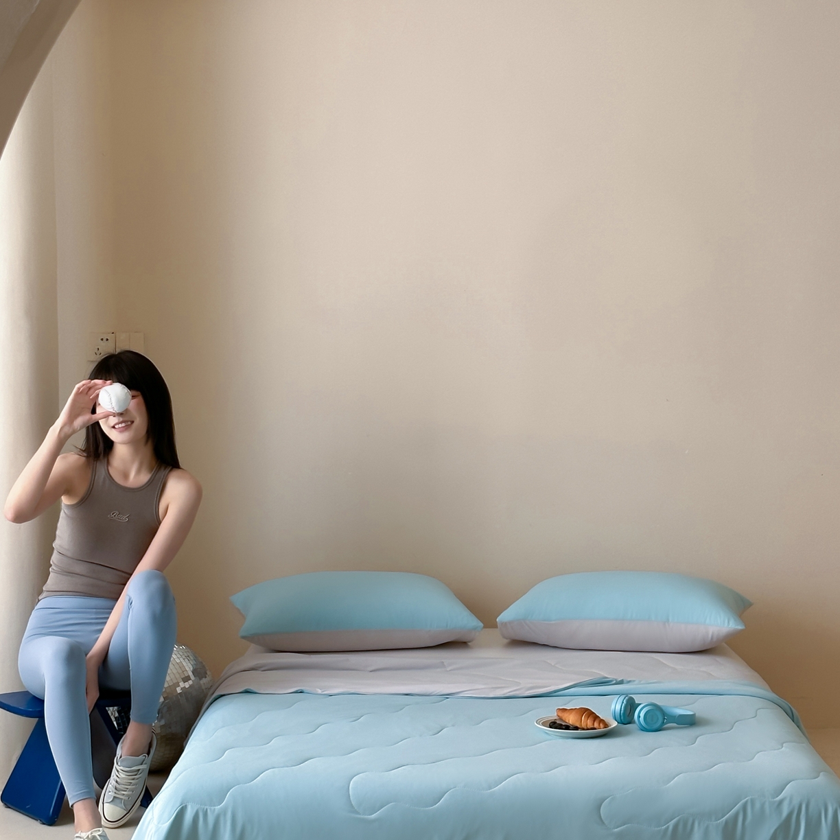 91家纺网 家纺一手货源 找家纺 觅糖家纺 2025春夏新款亲肤纯色雪糕夏被夏凉被空调被 冰川蓝