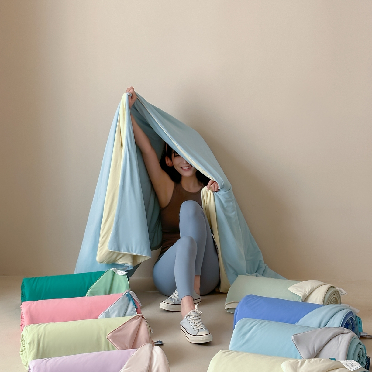 91家纺网 家纺一手货源 找家纺 觅糖家纺 2025春夏新款亲肤纯色雪糕夏被夏凉被空调被 组合图仅供展示