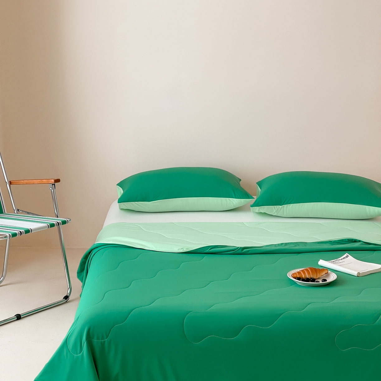 91家纺网 家纺一手货源 找家纺 觅糖家纺 2025春夏新款亲肤纯色雪糕夏被夏凉被空调被 薄荷绿