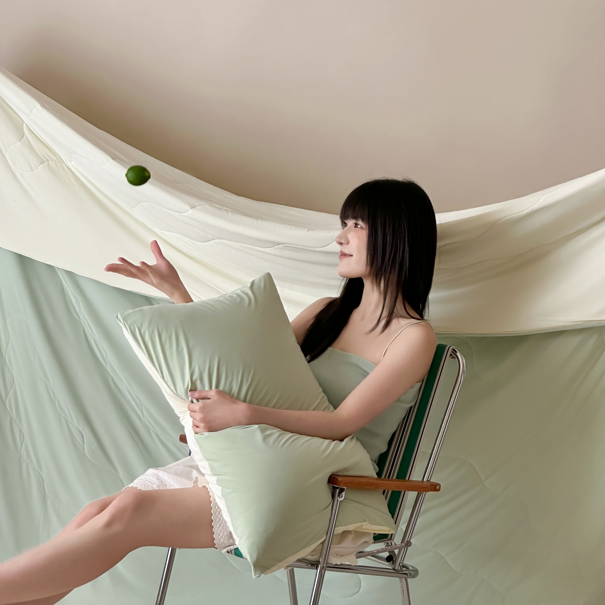 91家纺网 家纺一手货源 找家纺 觅糖家纺 2025春夏新款亲肤纯色雪糕夏被夏凉被空调被 牛油果绿