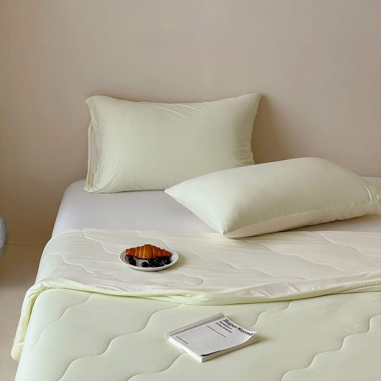 91家纺网 家纺一手货源 找家纺 觅糖家纺 2025春夏新款亲肤纯色雪糕夏被夏凉被空调被 奶豆绿