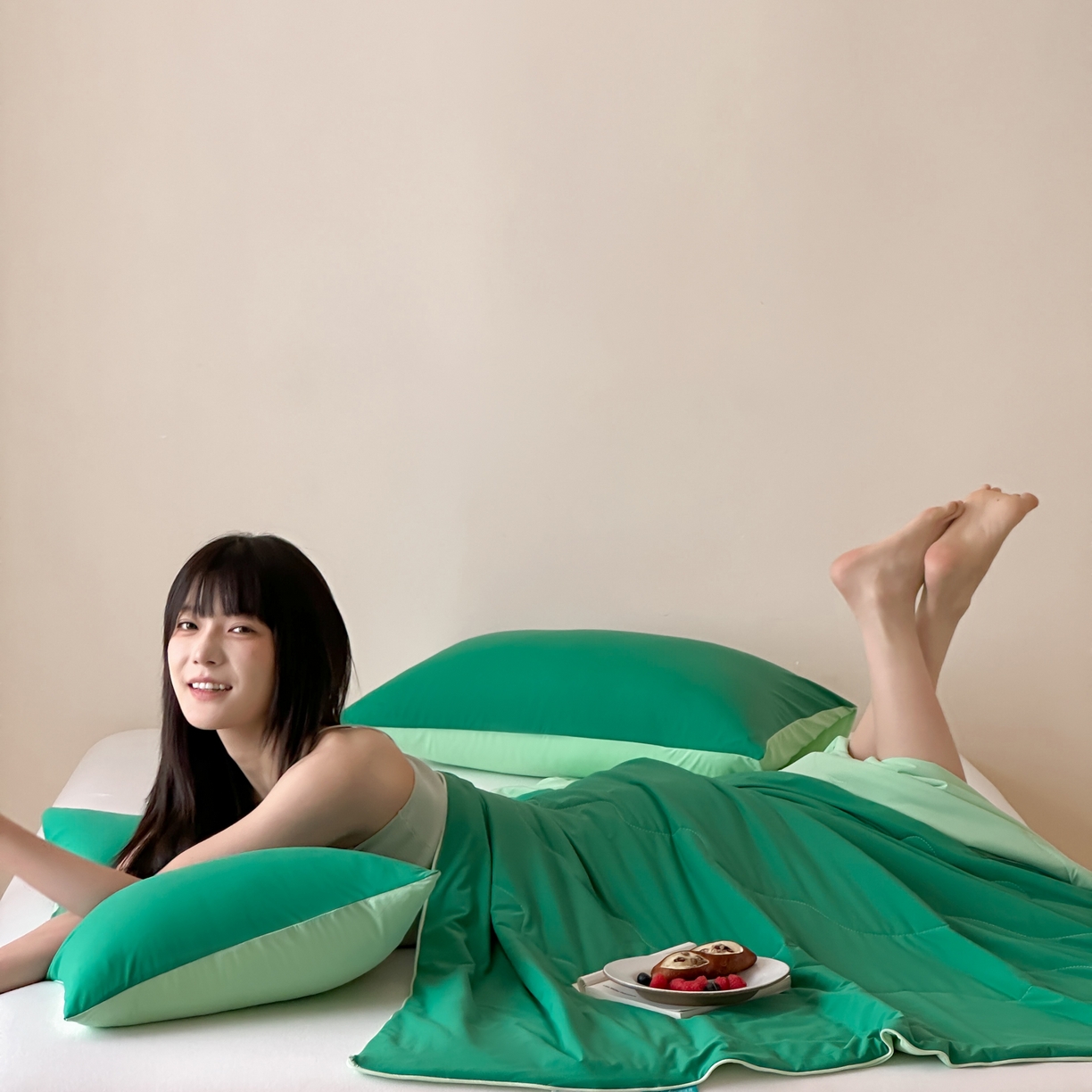 91家纺网 家纺一手货源 找家纺 觅糖家纺 2025春夏新款亲肤纯色雪糕夏被夏凉被空调被 薄荷绿