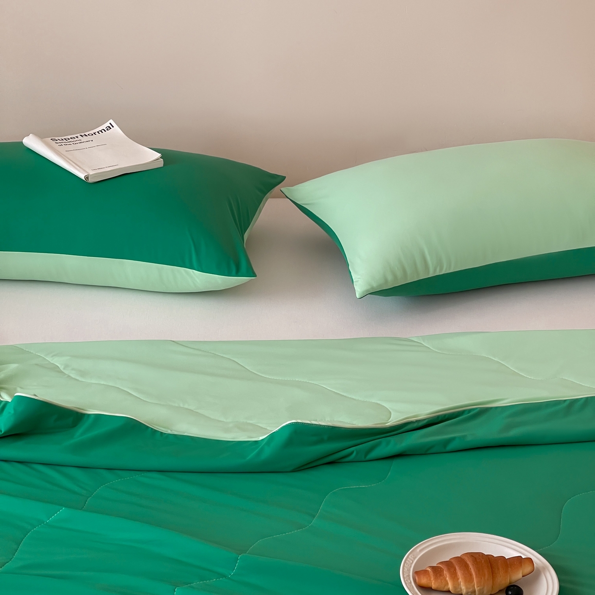 91家纺网 家纺一手货源 找家纺 觅糖家纺 2025春夏新款亲肤纯色雪糕夏被夏凉被空调被 薄荷绿