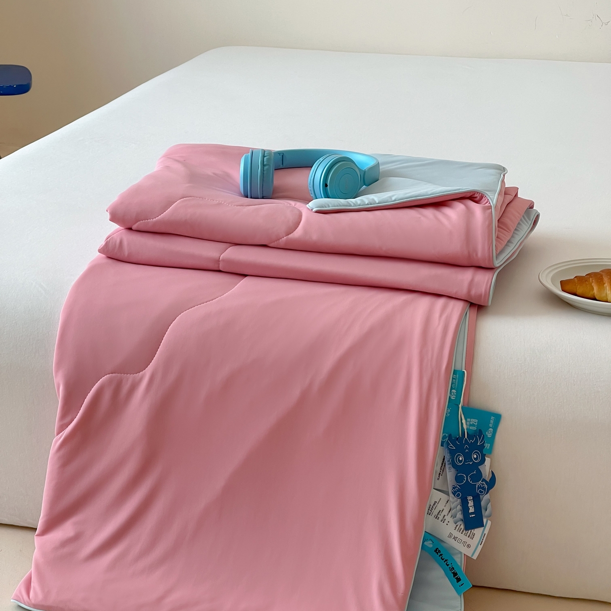 91家纺网 家纺一手货源 找家纺 觅糖家纺 2025春夏新款亲肤纯色雪糕夏被夏凉被空调被 蔷薇粉