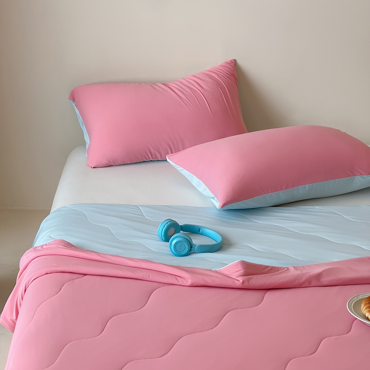 91家纺网 家纺一手货源 找家纺 觅糖家纺 2025春夏新款亲肤纯色雪糕夏被夏凉被空调被 蔷薇粉