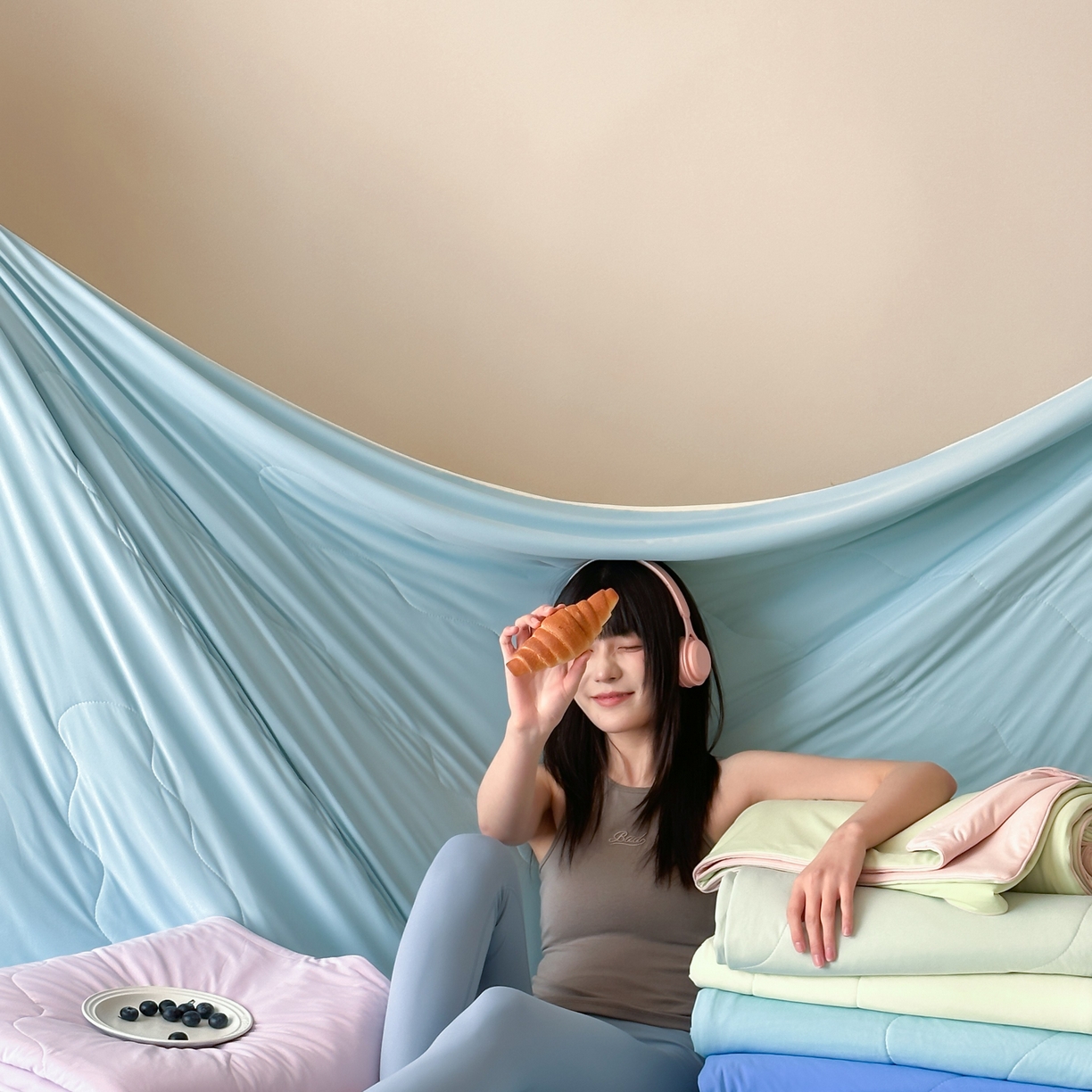 91家纺网 家纺一手货源 找家纺 觅糖家纺 2025春夏新款亲肤纯色雪糕夏被夏凉被空调被 组合图仅供展示