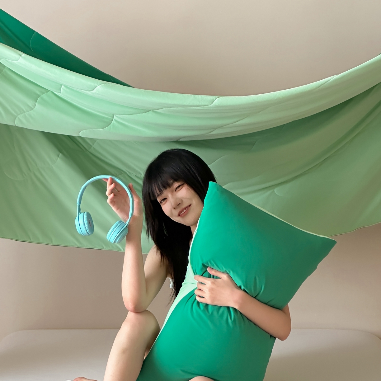 91家纺网 家纺一手货源 找家纺 觅糖家纺 2025春夏新款亲肤纯色雪糕夏被夏凉被空调被 薄荷绿