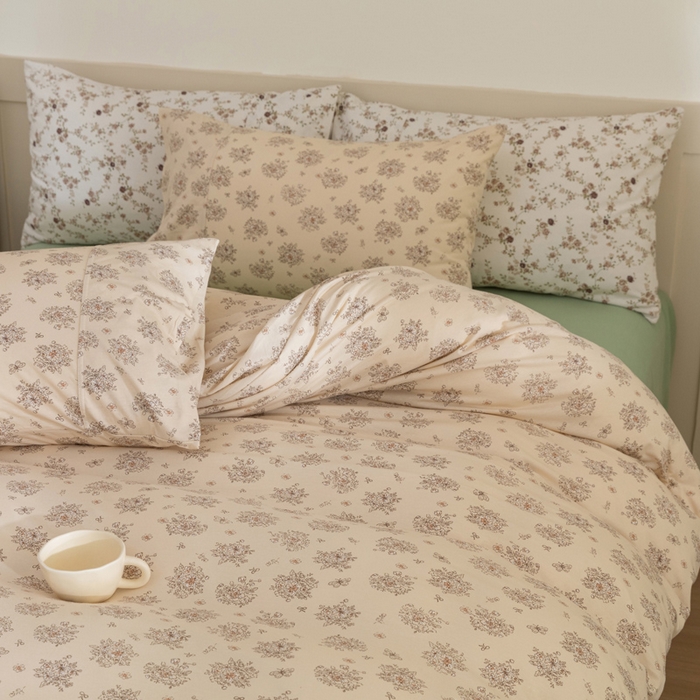 梦可莱家居 2025春夏新款全棉纯棉针织棉印花四件套 黄底蝴蝶和结