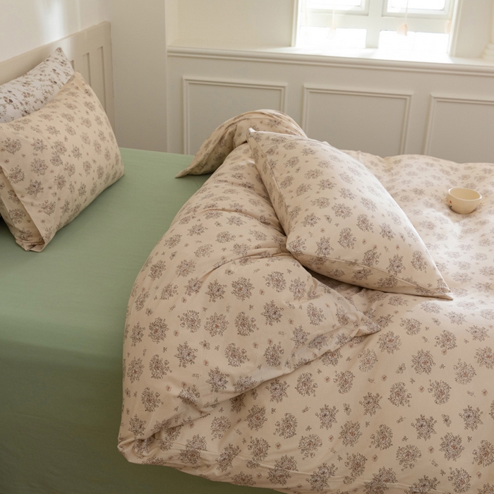 91家纺网 家纺一手货源 找家纺 梦可莱家居 2025春夏新款全棉纯棉针织棉印花四件套 黄底蝴蝶和结