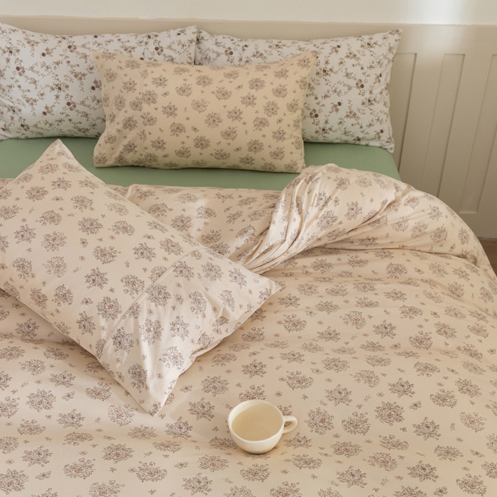 91家纺网 家纺一手货源 找家纺 梦可莱家居 2025春夏新款全棉纯棉针织棉印花四件套 黄底蝴蝶和结