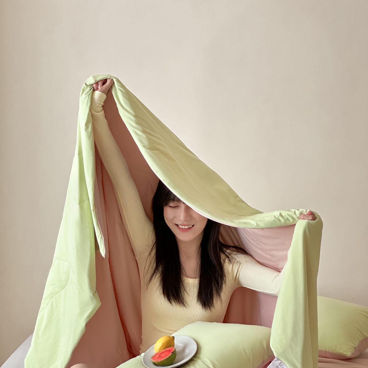 91家纺网 家纺一手货源 找家纺 觅糖家纺 2025春夏新款亲肤纯色雪糕夏被夏凉被空调被 荧光绿