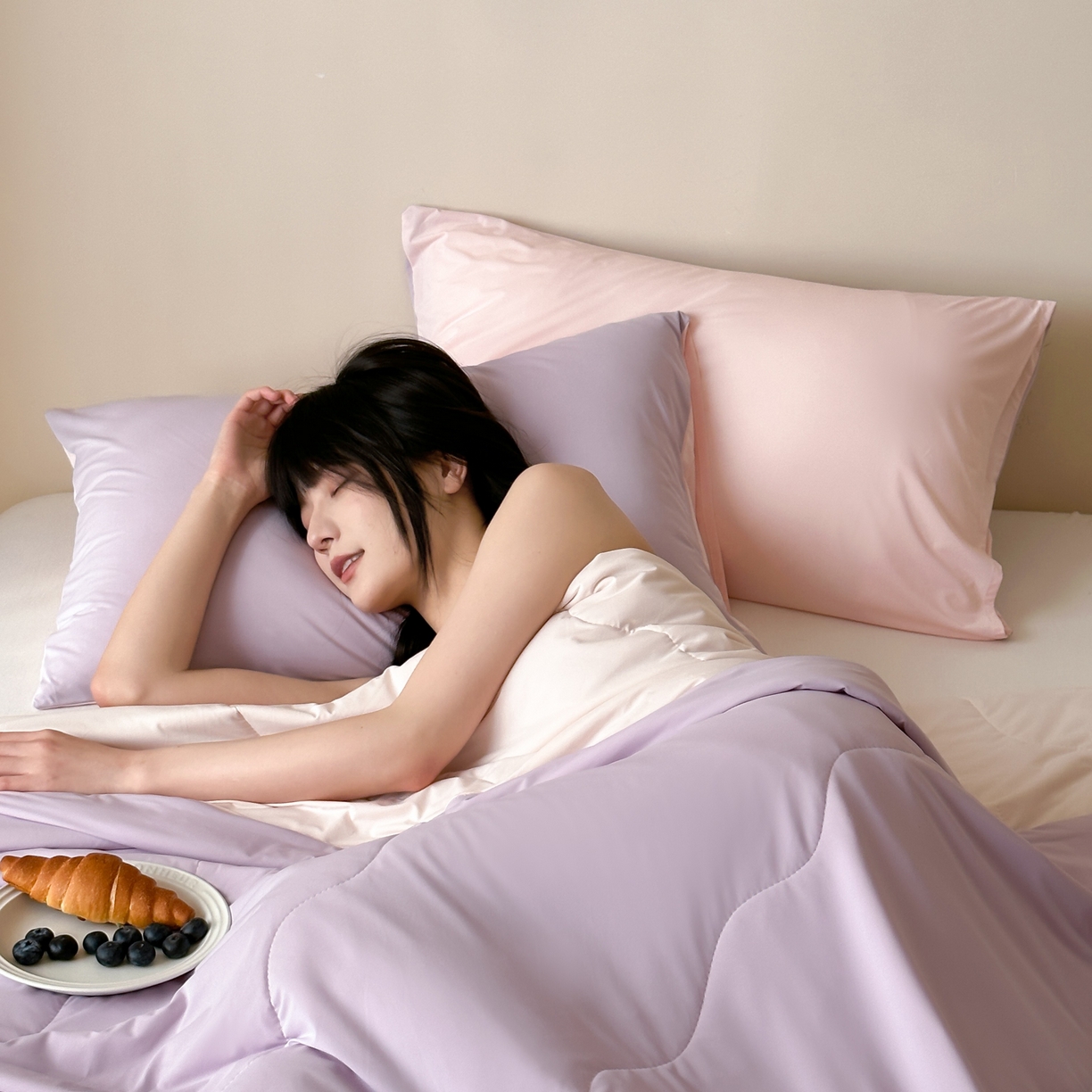 91家纺网 家纺一手货源 找家纺 觅糖家纺 2025春夏新款亲肤纯色雪糕夏被夏凉被空调被 绝绝紫