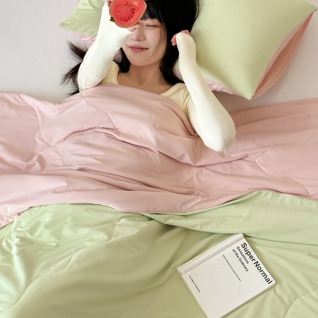 91家纺网 家纺一手货源 找家纺 觅糖家纺 2025春夏新款亲肤纯色雪糕夏被夏凉被空调被 荧光绿