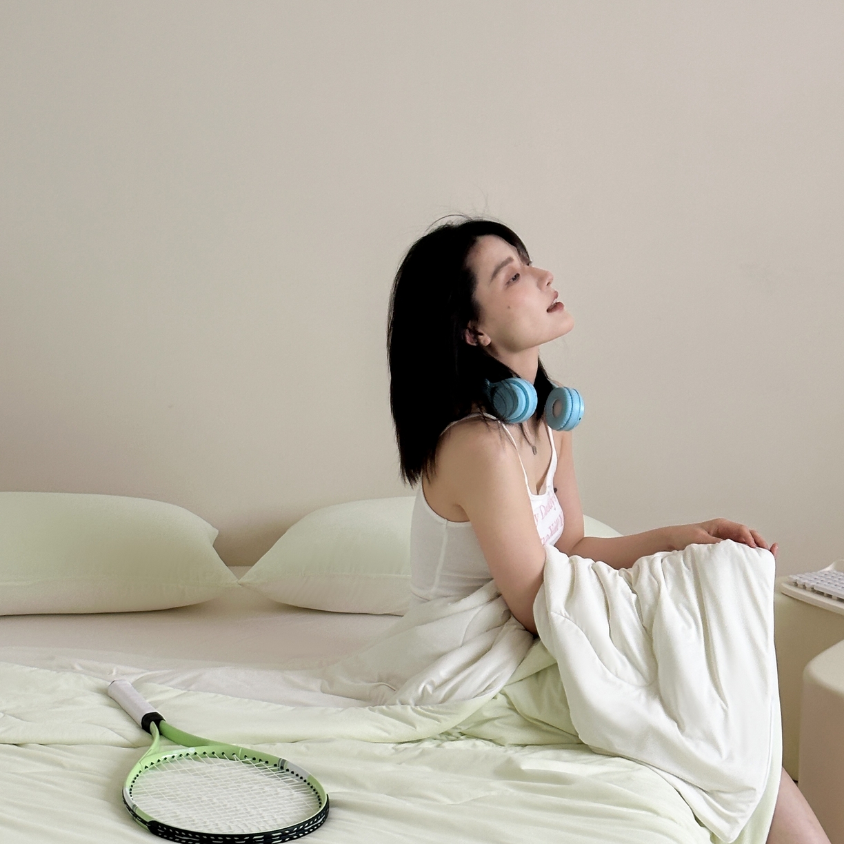 91家纺网 家纺一手货源 找家纺 觅糖家纺 2025春夏新款亲肤纯色雪糕夏被夏凉被空调被 奶豆绿