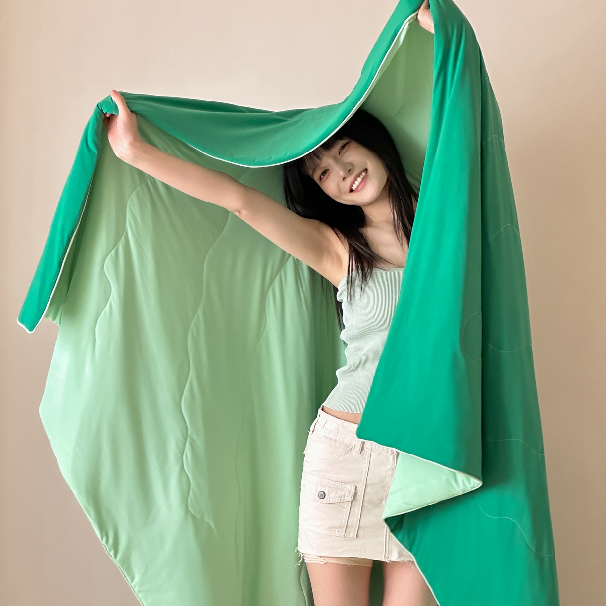 91家纺网 家纺一手货源 找家纺 觅糖家纺 2025春夏新款亲肤纯色雪糕夏被夏凉被空调被 薄荷绿