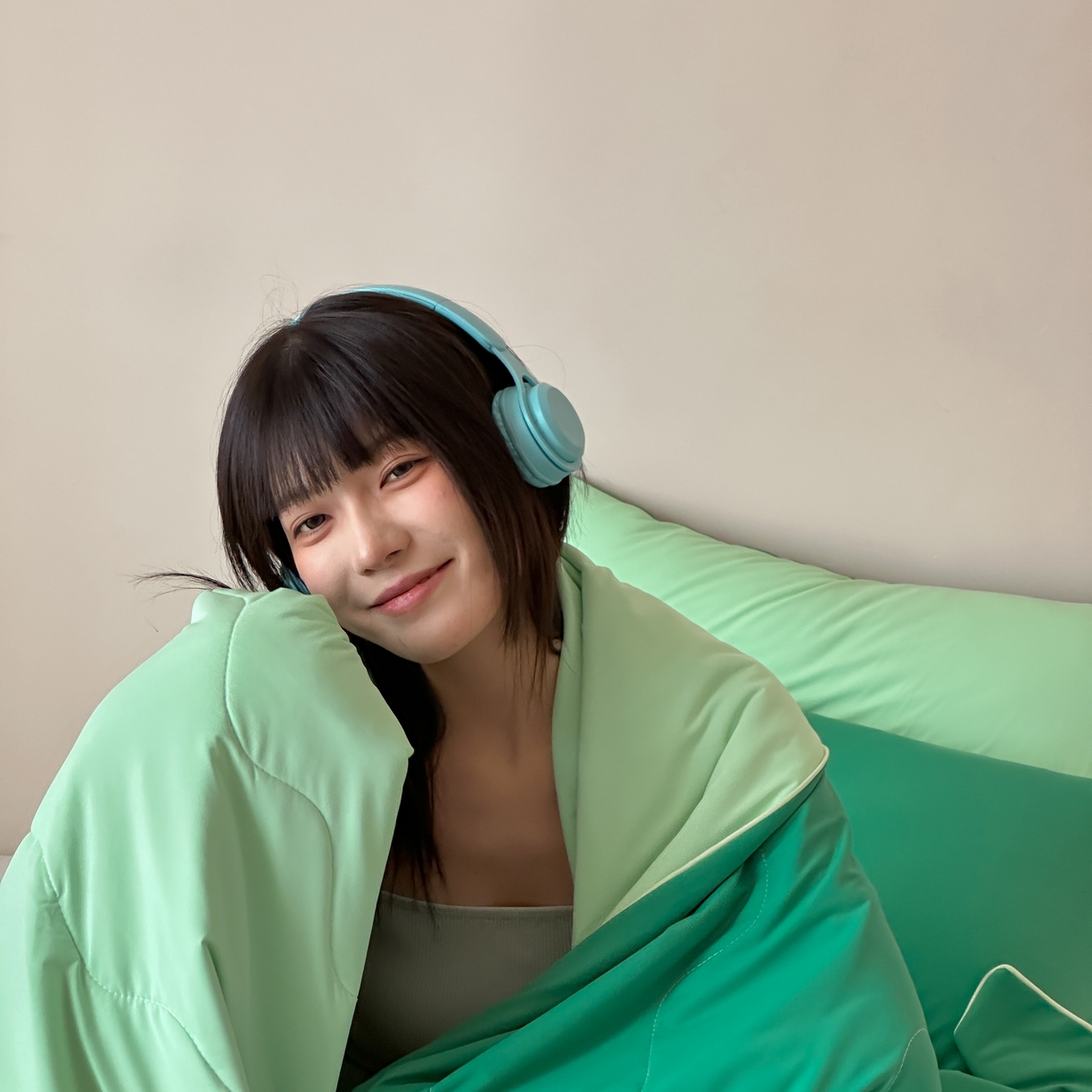 91家纺网 家纺一手货源 找家纺 觅糖家纺 2025春夏新款亲肤纯色雪糕夏被夏凉被空调被 薄荷绿