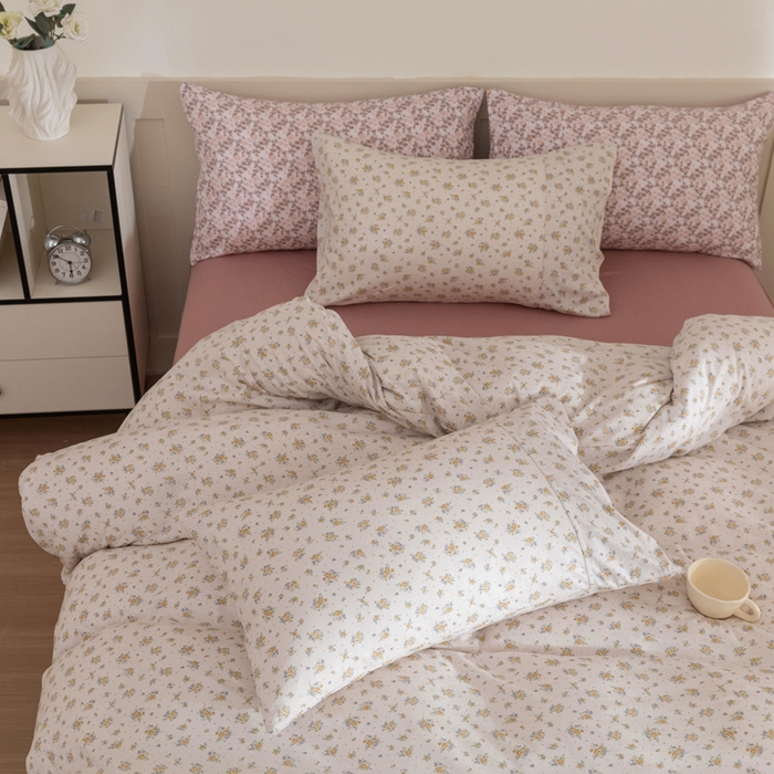 91家纺网 家纺一手货源 找家纺 梦可莱家居 2025春夏新款全棉纯棉针织棉印花四件套 卡底雪芙蓉